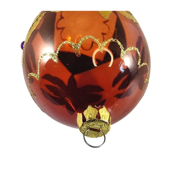 Vintage Hand-Painted Hand Blown Glass Christmas Ornaments Set Of 3 - Picture 5 of 13